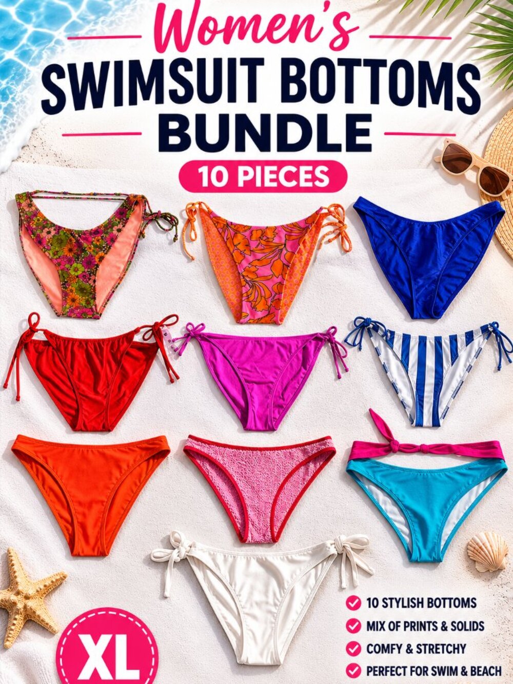 10 Women’s Swimsuit Bottoms Bundle, XL - Wild Fable, Shade & Shore + More